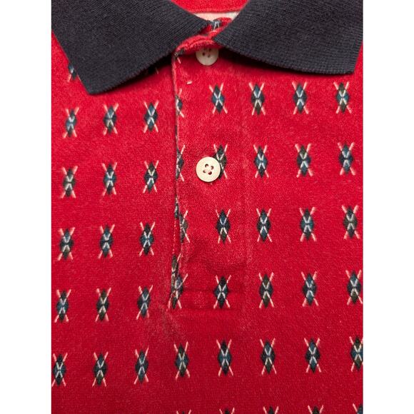 Chaps Ralph Lauren Vintage Mens Polo Shirt - Large Red Diamond Pattern - Picture 4 of 8